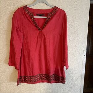 Lafayette 148 New York 100% Linen Embellished Size Small‎ Blouse